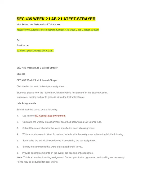 sec 435 week 2 lab 2 latest strayer