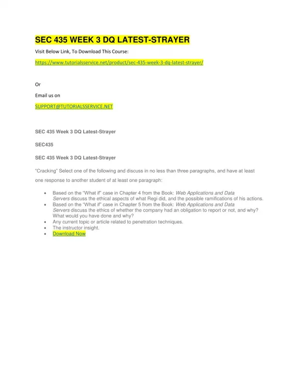 sec 435 week 3 dq latest strayer