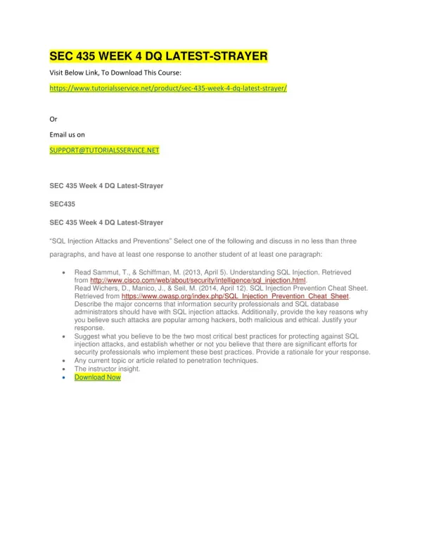sec 435 week 4 dq latest strayer