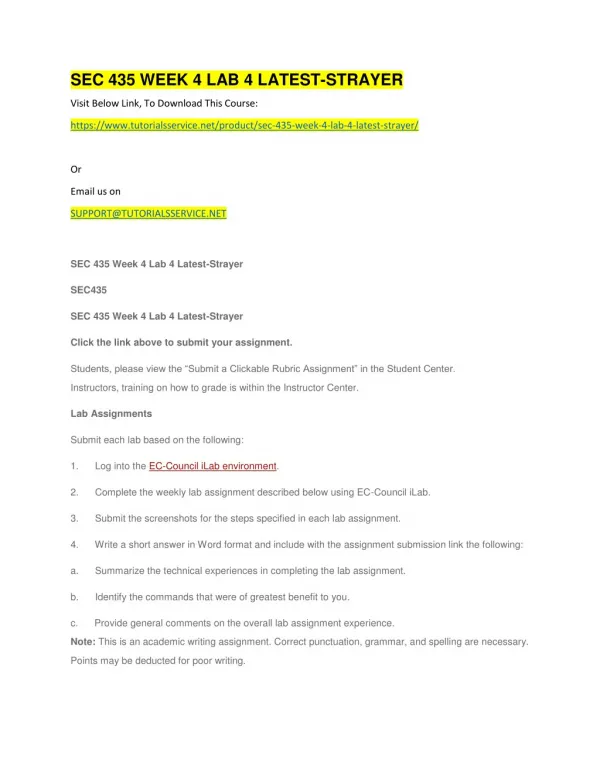 sec 435 week 4 lab 4 latest strayer