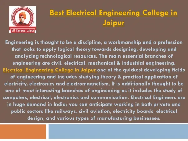 Best Electrical Engineering College in Jaipur