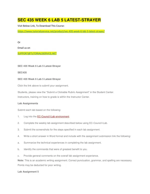 sec 435 week 6 lab 5 latest strayer
