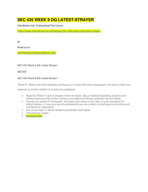 sec 435 week 8 dq latest strayer