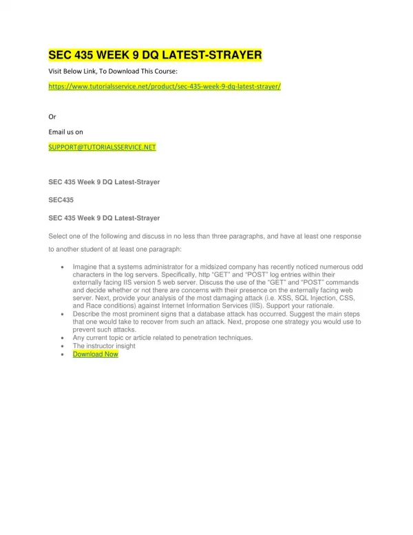 sec 435 week 9 dq latest strayer