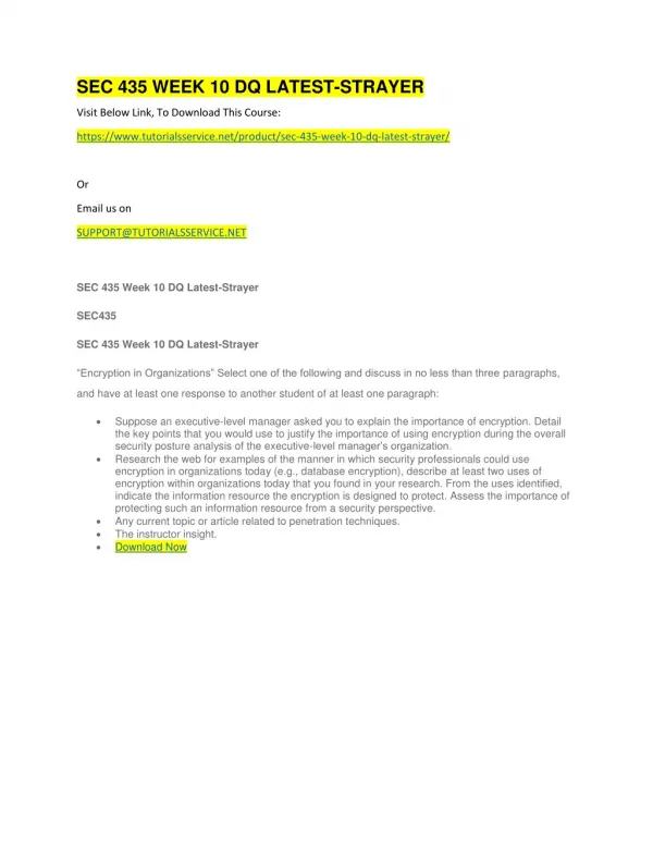 sec 435 week 10 dq latest strayer