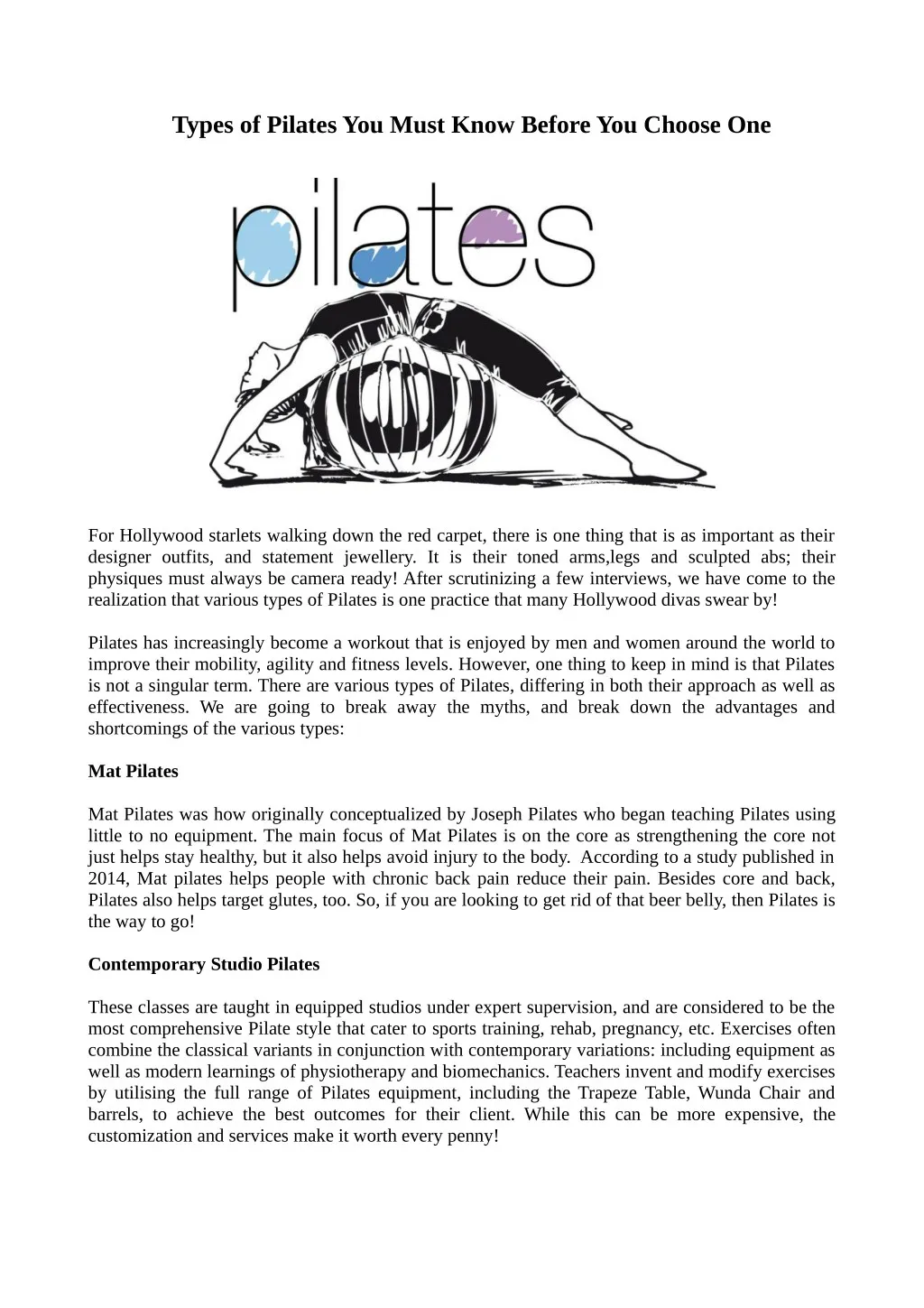 types of pilates you must know before you choose