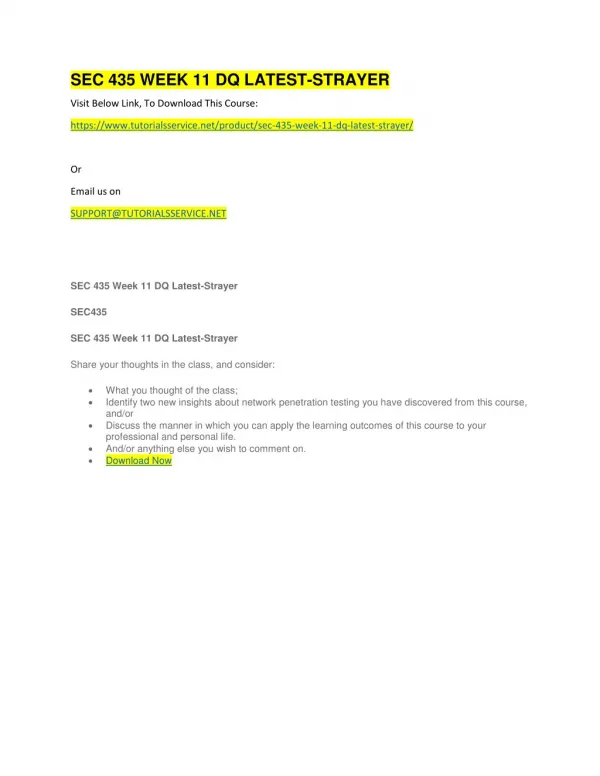 sec 435 week 11 dq latest strayer