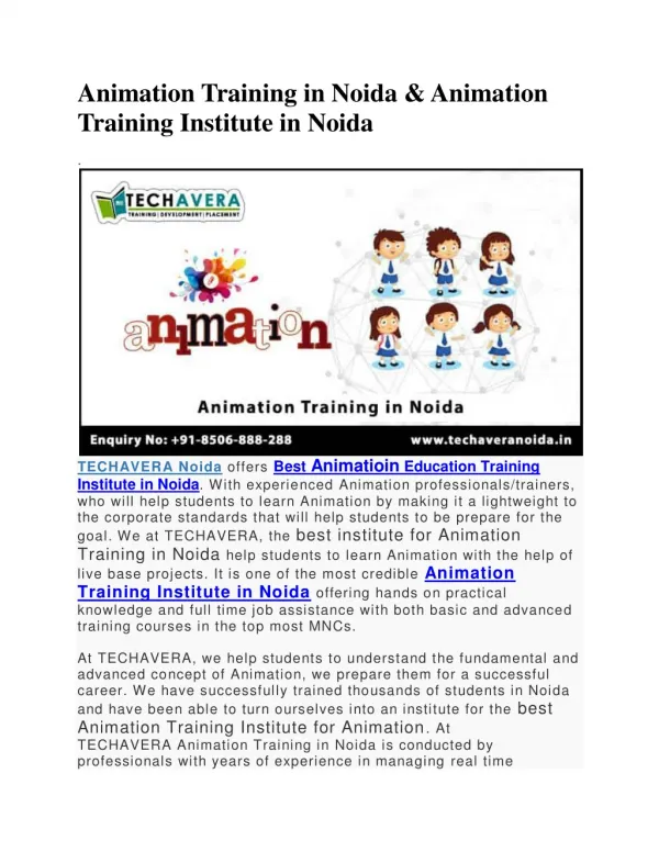 Animation Training Center Noida