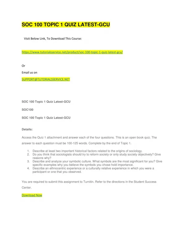 soc 100 topic 1 quiz latest gcu