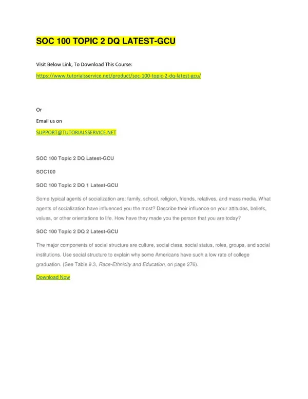 soc 100 topic 2 dq latest gcu