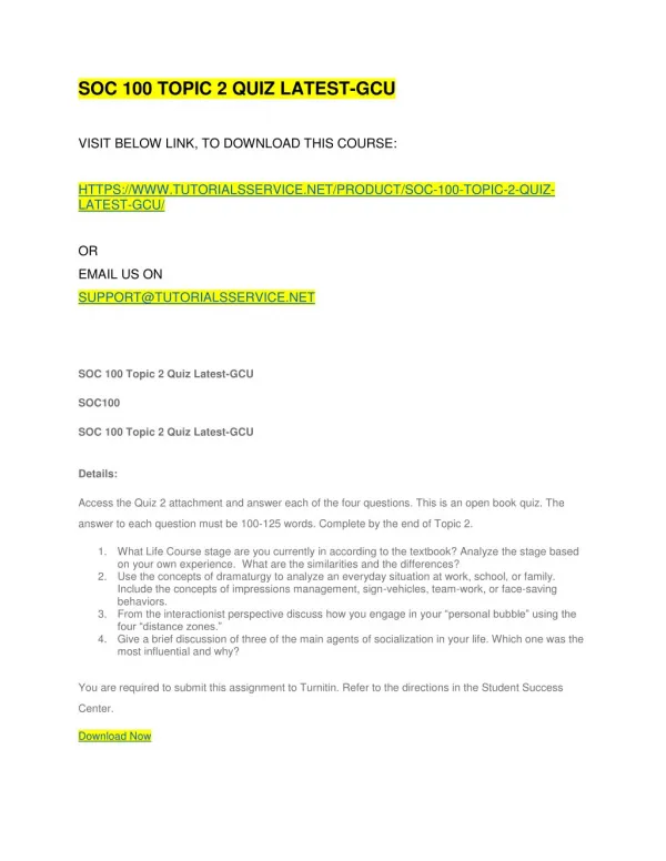 soc 100 topic 2 quiz latest gcu