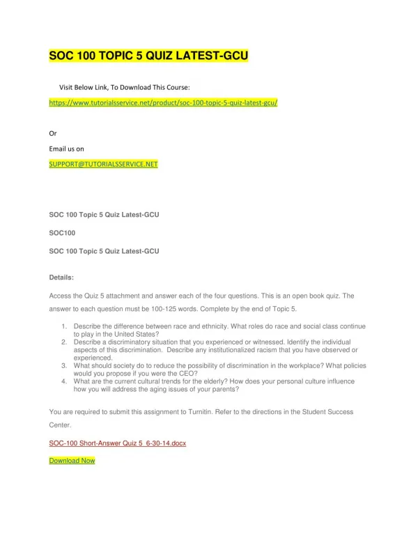 soc 100 topic 5 quiz latest gcu