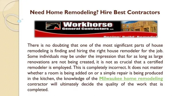 Need Home Remodeling? Hire Best Contractors