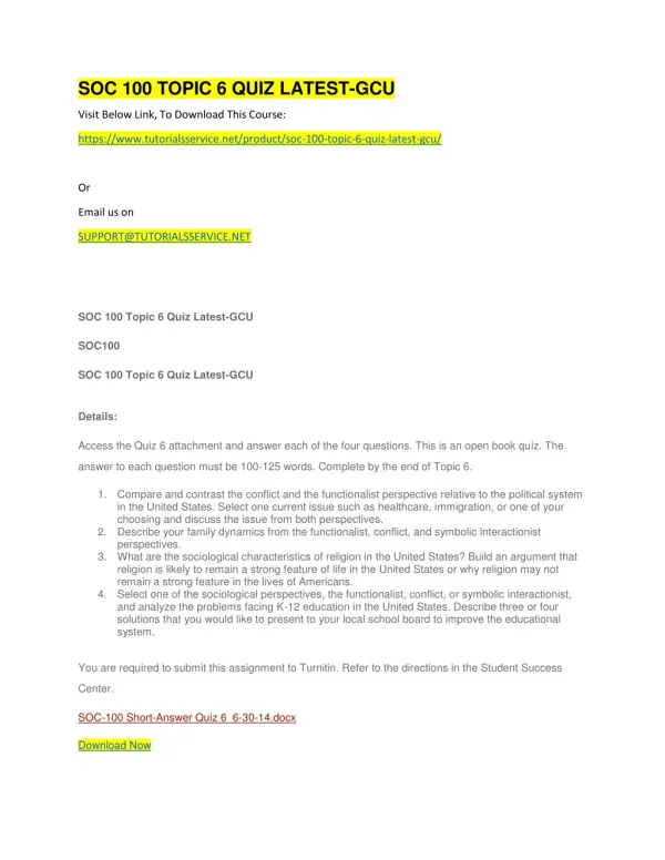 soc 100 topic 6 quiz latest gcu
