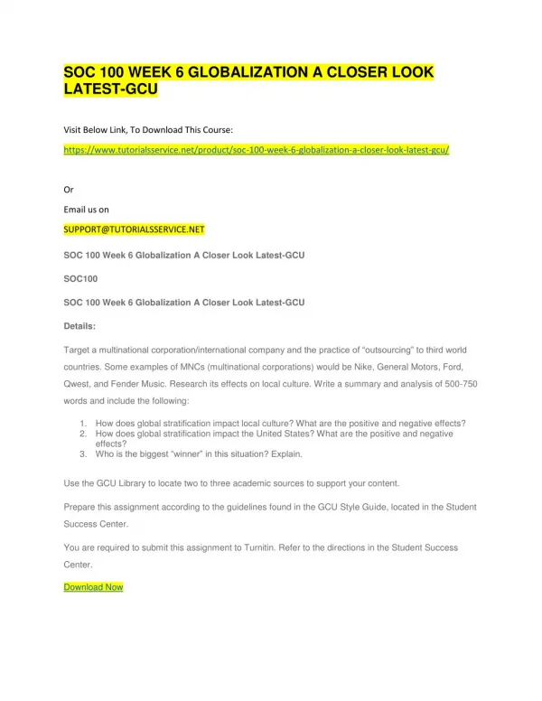 soc 100 week 6 globalization a closer look latest