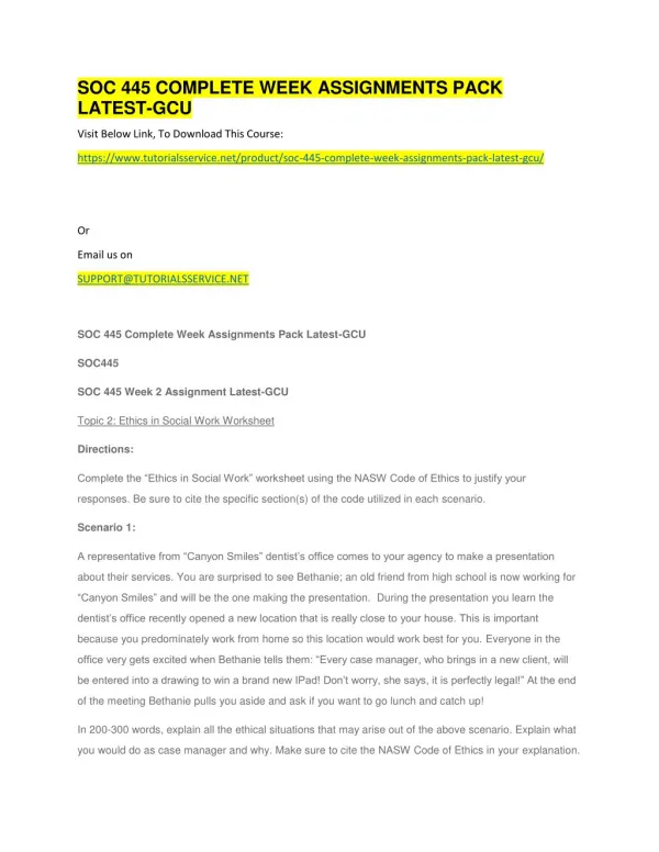 soc 445 complete week assignments pack latest gcu
