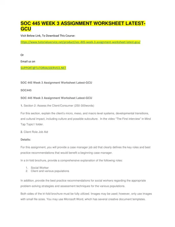 soc 445 week 3 assignment worksheet latest gcu