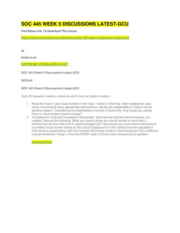 soc 445 week 5 discussions latest gcu