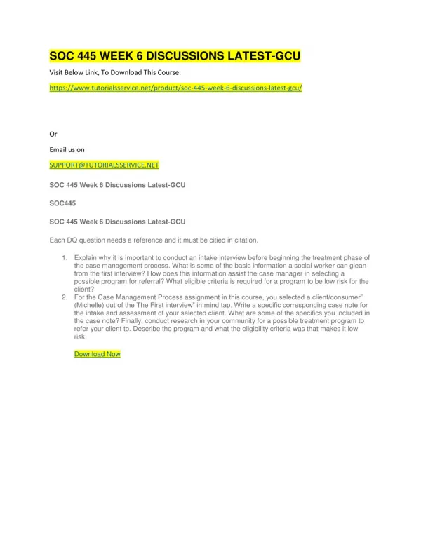soc 445 week 6 discussions latest gcu