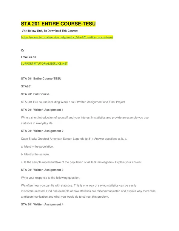 sta 201 entire course tesu