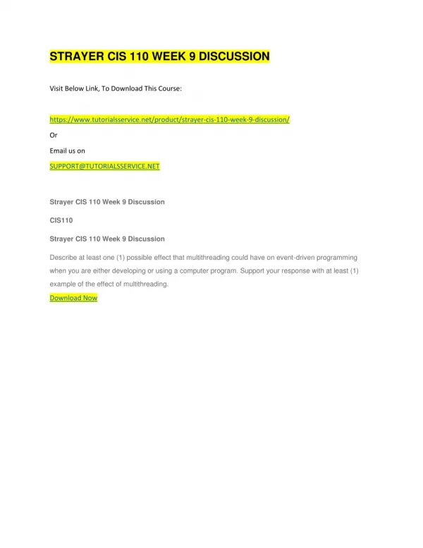 strayer cis 110 week 9 discussion