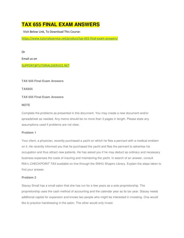 tax 655 final exam answers