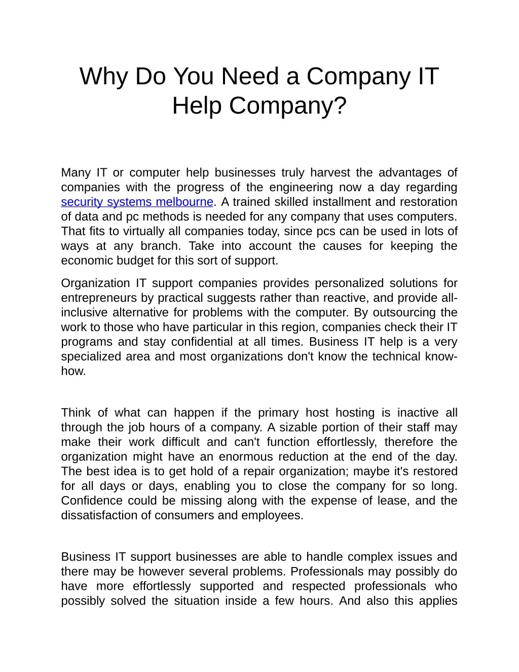 why do you need a company it help company