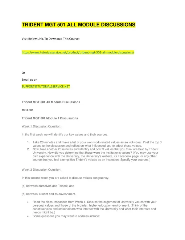 trident mgt 501 all module discussions