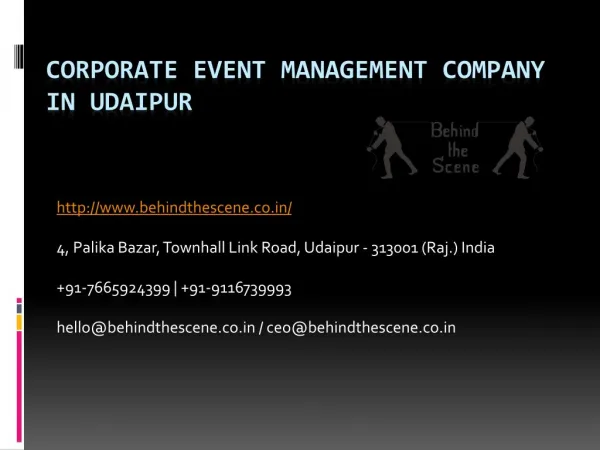 Corporate Event Management Company in Udaipur