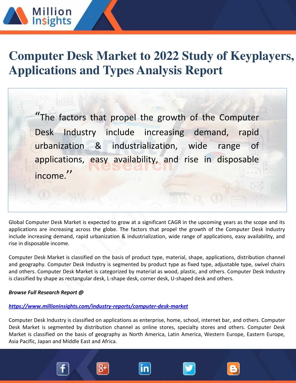 computer desk market to 2022 study of keyplayers