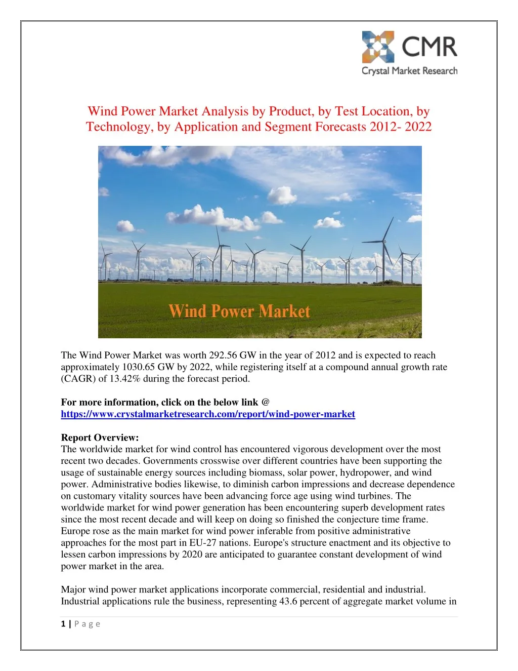 wind power market analysis by product by test