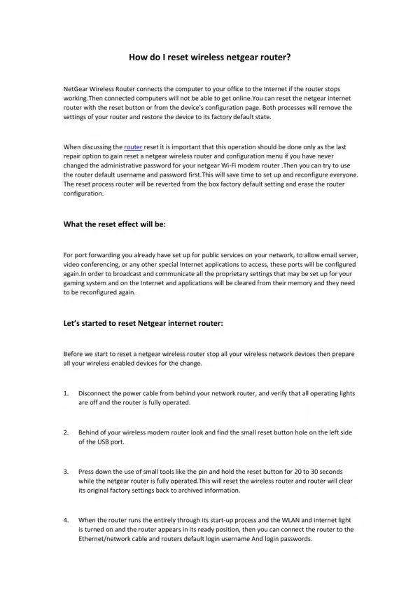 How Do I Reset Wireless Netgear Router?