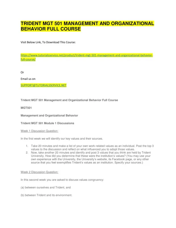 trident mgt 501 management and organizational