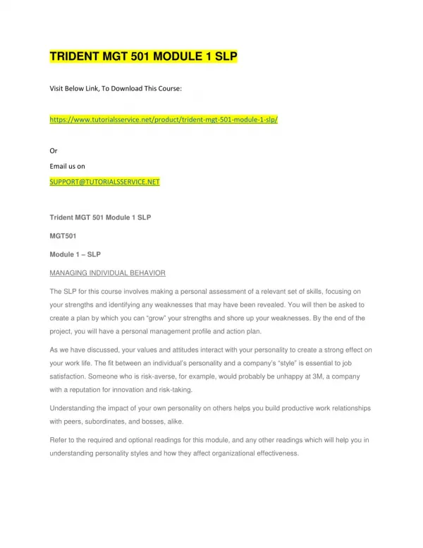 trident mgt 501 module 1 slp