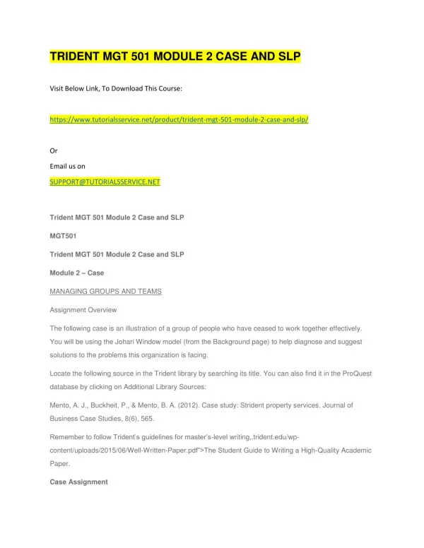 trident mgt 501 module 2 case and slp