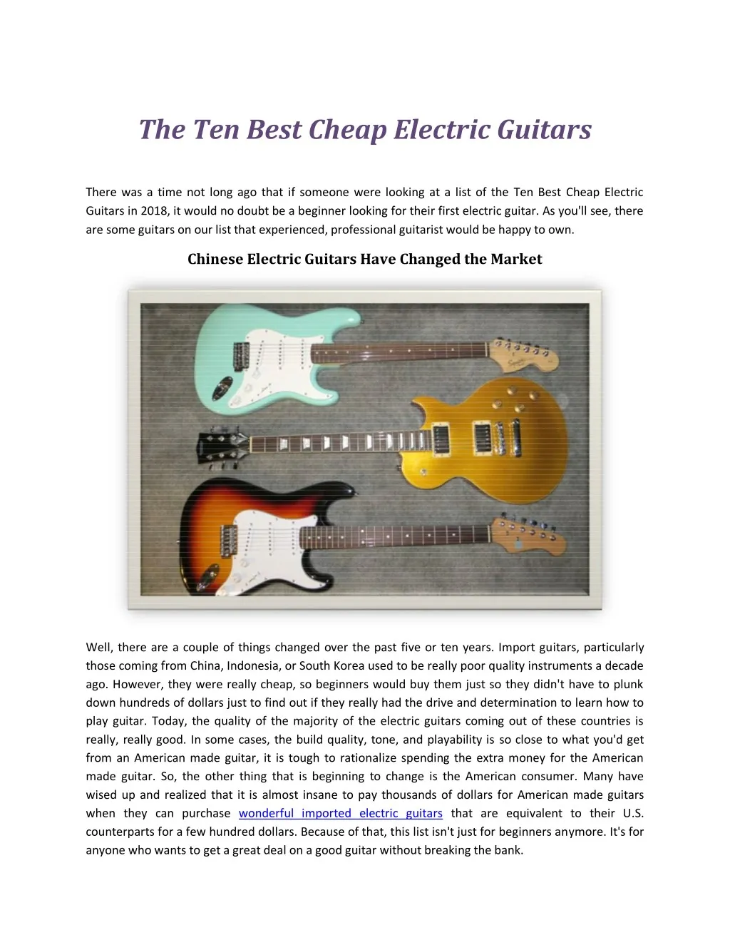 the ten best cheap electric guitars