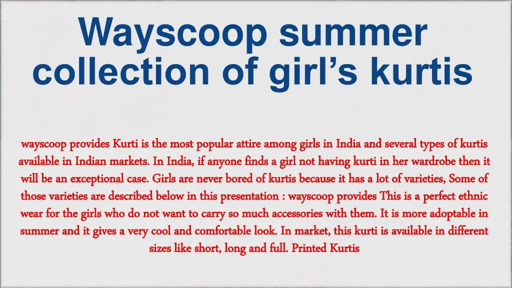 wayscoop summer collection of girl s kurtis