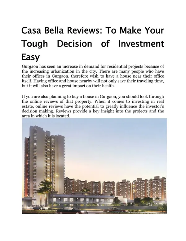 Casa Bella Reviews: To Make Your Tough Decision of Investment Easy