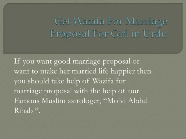 if you want good marriage proposal or want