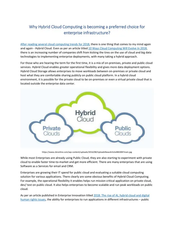 Why Hybrid Cloud Computing is becoming a preferred choice for enterprise infrastructure?