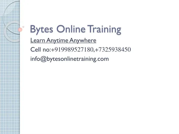 New SAP HANA Online Training| Bytes Online Training