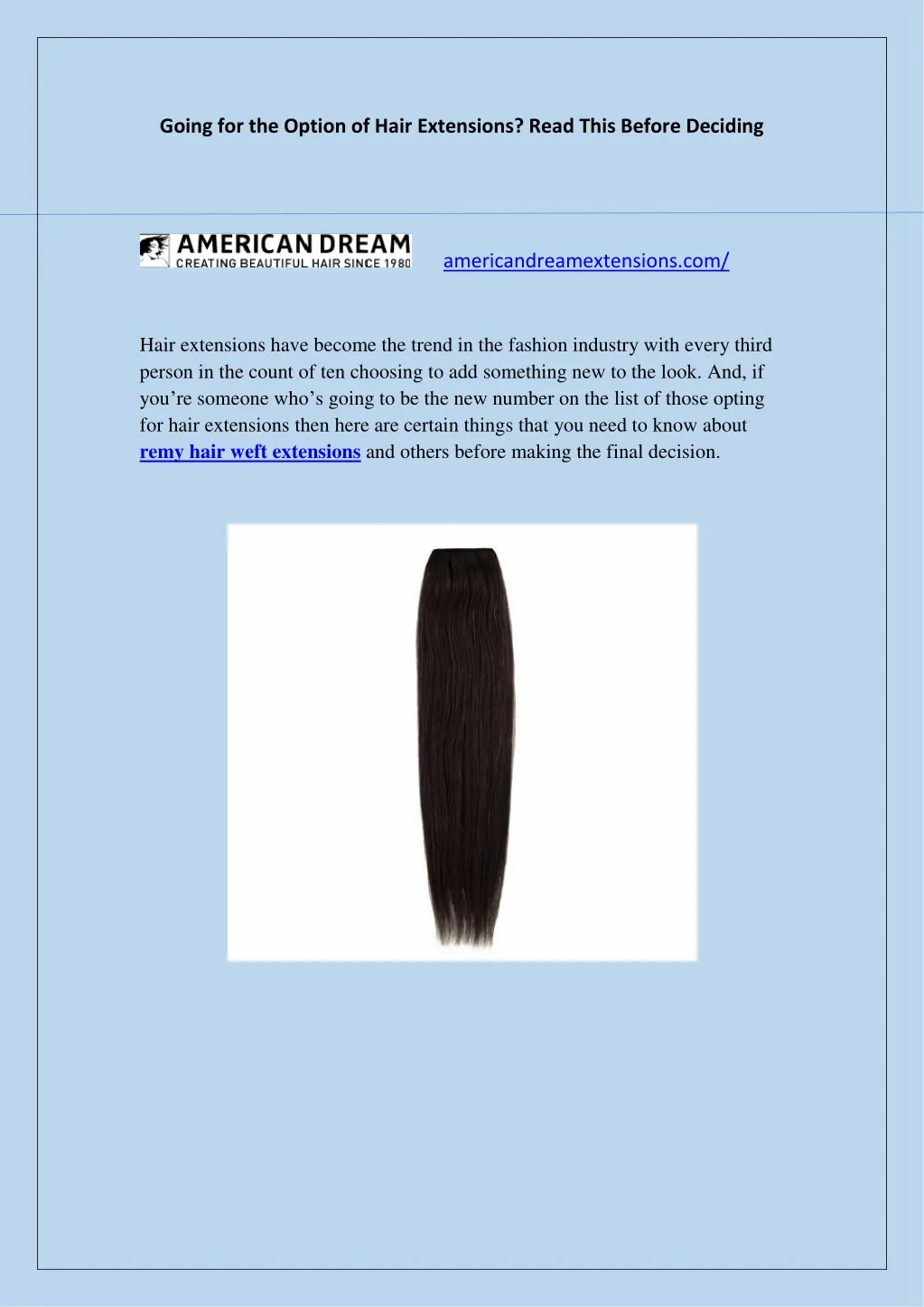 going for the option of hair extensions read this