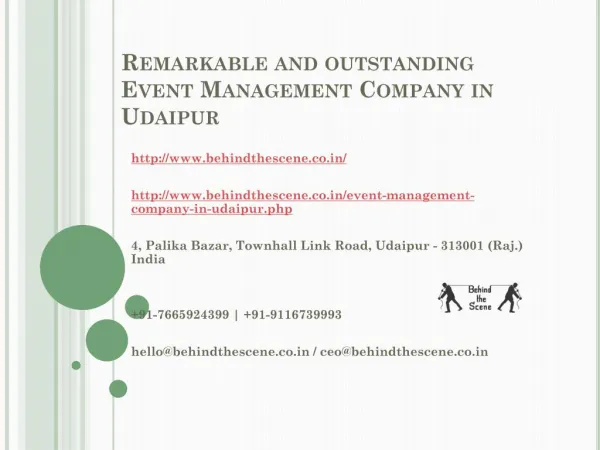 Remarkable and outstanding Event Management Company in Udaipur