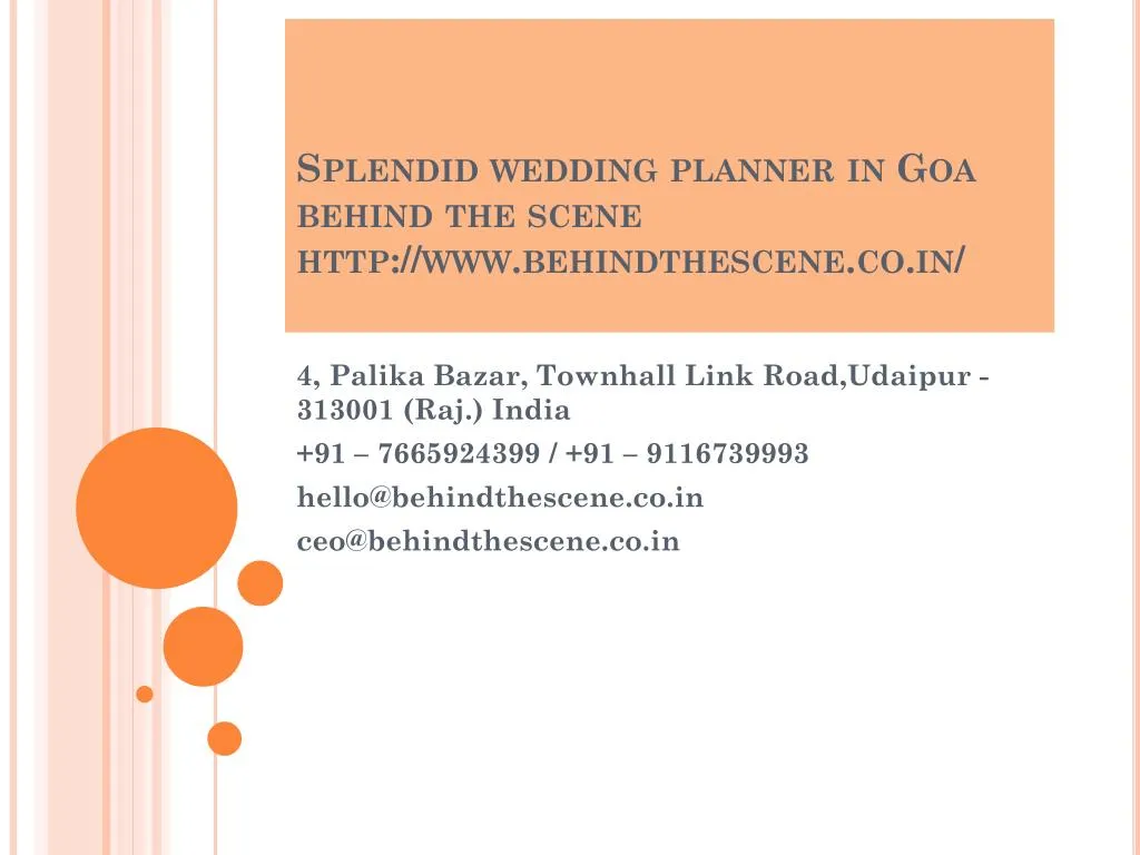 splendid wedding planner in goa behind the scene http www behindthescene co in