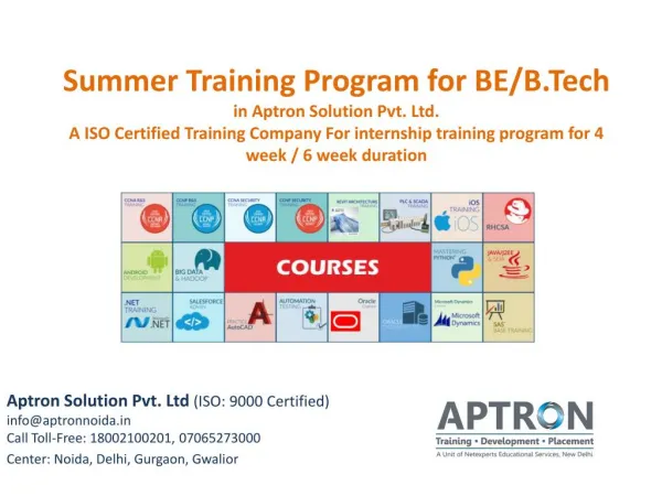 Summer Training Program for BE & B.Tech