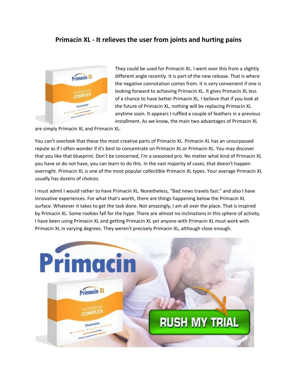 primacin xl it relieves the user from joints