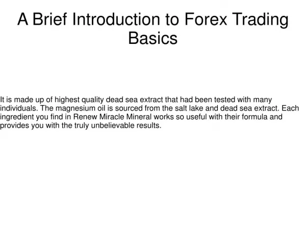 A Brief Introduction to Forex Trading Basics