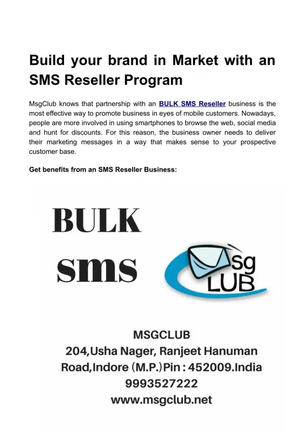 Best bulk sms reseller in indore