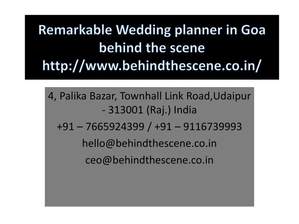 remarkable wedding planner in goa behind the scene http www behindthescene co in