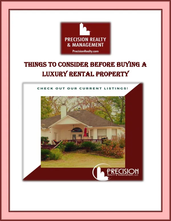 Things to Consider before buying a Luxury Rental Property